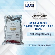 Malagos Chocolate 85% Dark Chocolate 500grams (Easy Melt Size)