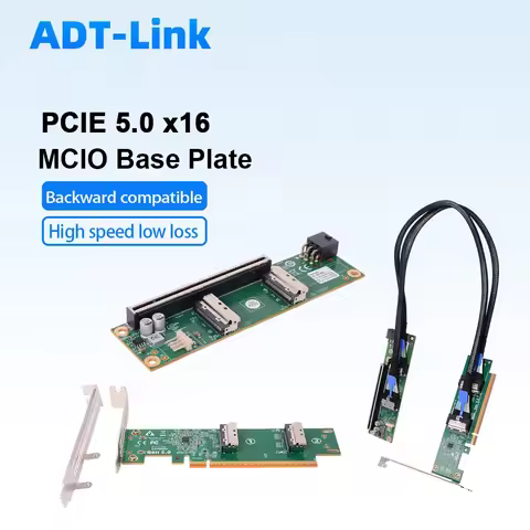 ADT-Link PCIe 5.0 X16 To MCIO 8i Adapter Card 2U/1U External GPU Expansion Backplane cable for 4.0/3