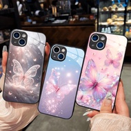 Beautiful Butterfly Glass Case with iridescent colors for iPhone 17 16 15 14 13 12 11 8 7 6 6s 6p 7p