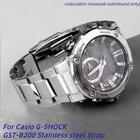 Quick release 24x16m For Casio G-SHOCK GST-B200 strap gstb200 stainless steel watchband Folding buck
