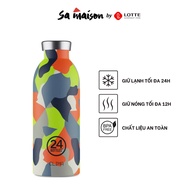 24Bottles Clima 500ml vacuum thermos bottle with Green Tundra pattern, stainless steel