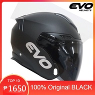 EVO HELMET  RX 7 Plain Half Face Dual Visor  Matte black  black  white titanium  gloss