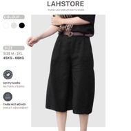LAHSTORE loose wide-leg shorts in linen with high waist and elastic waist QL01 (Black)