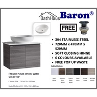 BARON A107 TOP MOUNT 304 STAINLESS STEEL VANITY / BASIN CABINET FOR BATHROOM / TOILET