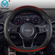 for Audi TT Quattro TTS RS MK1 MK2 MK3 8N 8J 1998~2023 DERMAY Car Steering Wheel Cover Carbon Fibre+PU Leather Auto Accessories