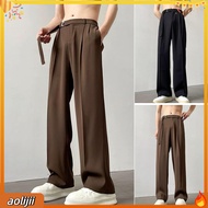 Formal Suit Pants Button and Zipper Closure Trousers Mens Wide Leg Suit Pants with Adjustable Waist 
