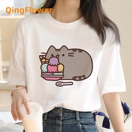 Pusheen Cat Cute Cartoon Pusheen Cat Plus Size Women Japanese Round Neck White Plus Size t-Shirt Wom