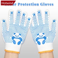 HOTWIND 1Pair Children's Anti-cut Anti-slip Protective Gloves Panda Pattern Safety Gloves with Dot C