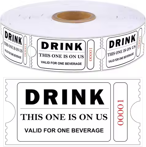 1000Pcs Free Drink Ticket Roll Raffle Tickets Party Tickets 1x2Inch Drink Tickets Consecutively Numb