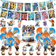 Zootopia 2 Party Decoration Zootopia Birthday Banner Signature Flag Cake Balloon Insertion S1f5