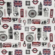 London England Canvas Fabric Big Ben Canvas Fabric London Bus