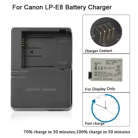 LP-E8 Camera Battery Charger replace LC-E8C for Canon EOS 700D 650D 600D 550D Rebel T2i T3i T4i T5i 