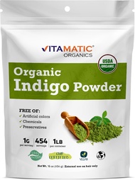 Vitamatic Certified USDA Organic Indigo Powder 1 Pound (16 Ounce)