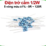 [Wholesale price] (100 pieces) Plug-in resistor 1/2W 5 color rings ±1% - value 0R to 120R