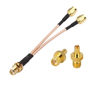 RedYutou SMA Female to Dual SMA Male Cable plitter Combiner SMA Connector 6-inch (15cm) +2pcs SMA Fe