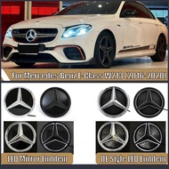 Silver LED Mirror Front Grille Badge For Mercedes Benz E-Class W213 16-20 E200 E250 E300 E350 E400 E