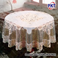 PVC CROCHET TABLE CLOTH GOLD PLATED [Round/Oval] / ALAS MEJA MAKAN EMAS BULAT / BUJUR KERUSI 6 - 8 /