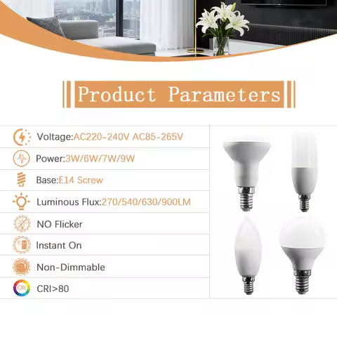 2pcs Energy Saving LED Bulb G45 C37 T37 R50 Lamps E14 AC220V-240V SMD2835 No Flicker RA80+ Lighting 