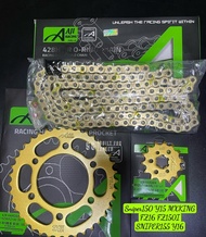 Y16/ Y15 / FZ150 ❗VALUE SET COMBO  SET ❗ AJI RACING 428 428H CHAIN RANTAI [ O-RING / BIASA ] + SPROC