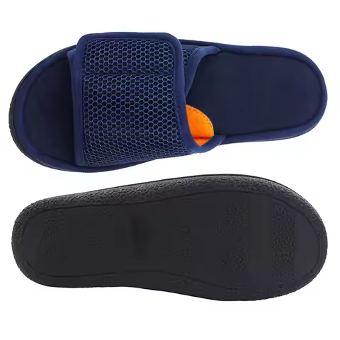 Men Fuzzy House Slippers Orthopedic Plush Slide With Arch Support Non-slip Furry Bedroom Slide Open 