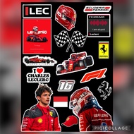 Sticker Formula 1 Ferrari Charles Leclerc | 17 Pcs Waterproof Vinyl F1 Sticker
