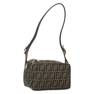 FENDI Zucca帆布單肩包 黑色 棕色 正品 171985