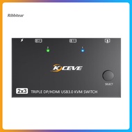 Extended Display Kvm Switch 8k Resolution Kvm Switch High Performance 2-in-3-out Kvm Switcher with Usb3.0 for Computer 8k30hz 4k144hz Edid Simulator Us Plug Trusted