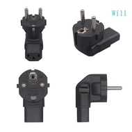 Will Black Power Adapter EU4 8 Europe 2 Prong to IEC C13 Power Plug Adapter Reversible for PC Laptop