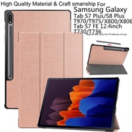 PU Leather Casing Samsung Galaxy Tab S7 Plus T970 T975 Samsung Tab S8 Plus 12.4'' X800 X806 tablet case Tab S7 FE T736 T730 Tri-fold Stand Folio case with auto wake function Case 
