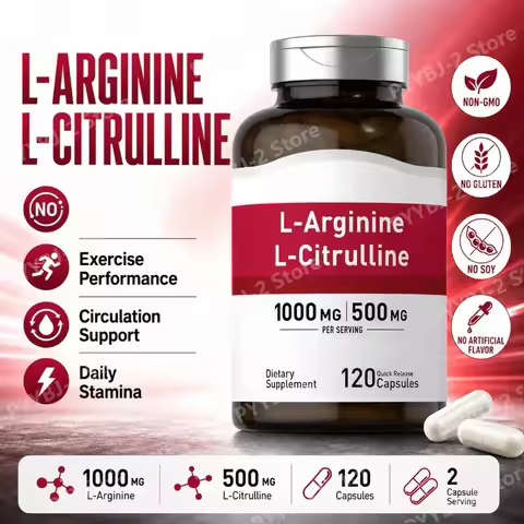 Amino Acid Supplement Capsules 120 Count Provide Energy & Healthy Living Support with 1000mg L-Argin