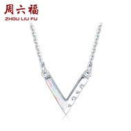 ZHOU LIU FU 周六福 สร้อยคอทองคำขาว PT950 สร้อยคอสตร ี40+5cm B068412