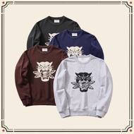 GRND Military Style Shuttle Bomb Leopard American Terry Thickened Round Neck Pullover Sweatshirt