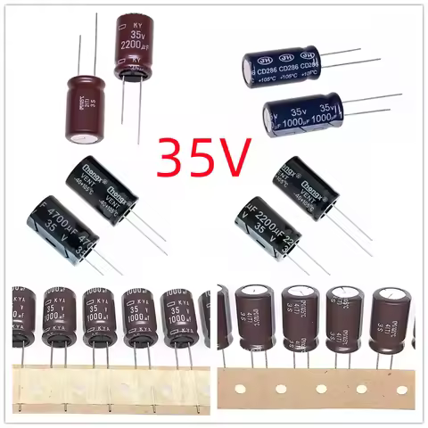 35V DIP High Frequency Aluminum Electrolytic Capacitor 10uF 22uF 33uF 47uF 68uF 82uF 100uF 120uF150u