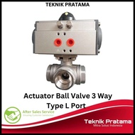 ==INCLUE PPN 11% == Actuator Ball Valve 3 Way Type L Port Double