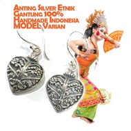 Hanging Ethnic Silver Earrings 100% Handmade Indonesia