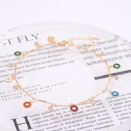 Hyl Jewelry 26A Gelang Kaki Titanium Wanita Emas Muda Perak Asli Dewasa Anti Karat Silver Kerincing 