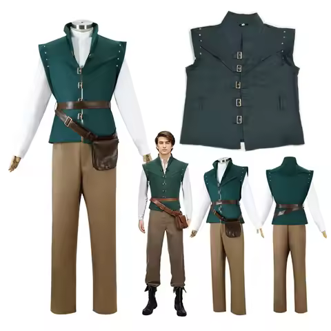 Prince Cosplay Outfits Flynn Rider Tangled Rapunzel Cosplay Costume Adults Vest Shirt Pants Full Set