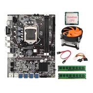 B75 8 Slot Motherboard +SATA Cable+2XDDR3 4GB 1600Mhz RAM LGA1155 8XPCIE USB3.0 Adapter B75 USB BTC 