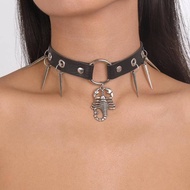 Punk Rock Fan Necklace Gothic Leather Hip-Hop Snake Rivet Bondage Collar Clavicle Chain