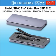 HAGIBIS 9-in-1 multi-function Type C Hub and M.2 NVMe/SATA 2230 to 2280 SSD hard drive case - MC15