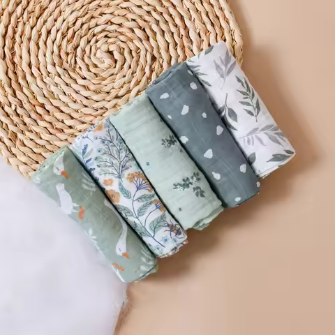 Kangobaby #My Soft Life# New 5pcs Set Multifunctional Baby Muslin Bib Newborn Blanket Breathable Chi