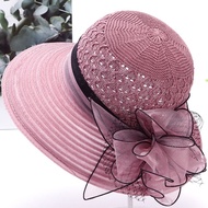 Mũ Đi Biển Mùa Hè Cho Phụ Nữ Lớn Tuổi Mũ Che Nắng Có Viền Rộng Mũ Đi Biển Họa Tiết Hoa Bằng Vải Orga