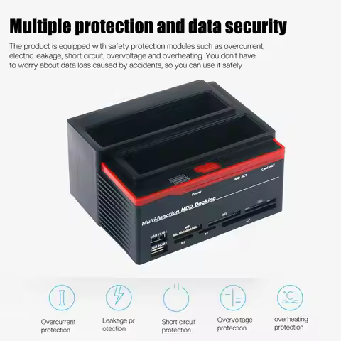 2.5/3.5" SATA IDE HDD Enclosure Mobile Hard Disk Box HDD Docking Station USB 2 Ports USB 2.0 Hub MS/