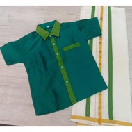 SILK COTTON VESHTI (DHOTI) AND SILK COTTON SHIRT FOR KIDS BOYS.