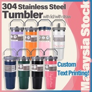 【Custom text printing】304 Stainless Steel 900ml Big Capacity Tumbler with Straw and Handle botol air