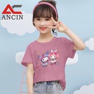 Pink Kuromi Cotton T-Shirt For Children Aged 4 To 11 Years Model A24014B Suitable Girls White School
