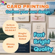 Custom Card Printing Postcard/Greeting/Thank You/Wedding/Birthday Single/Double Sided Glossy/Matt A7