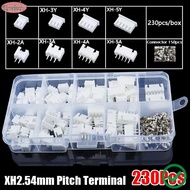 XUESHAN 230Pcs Pin Connector, XH2.54 Housing Kit 2.54mm Pitch Terminal,  4 Value 2p 3p 4p 5pin Male 