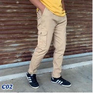 Cargo Army Slack 6Pockets Pants Unisex Tactical Elasticated Lelaki/Perempuan Waist Slimfit Local Sel