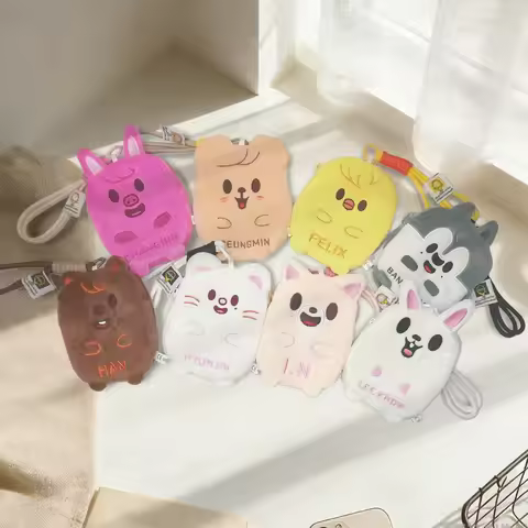 SKZOO 2026 Latest Cartoon Plush Pencil Bag Makeup Bag Portable Cute Wallet Coin Bag Cartoon Bear Sta
